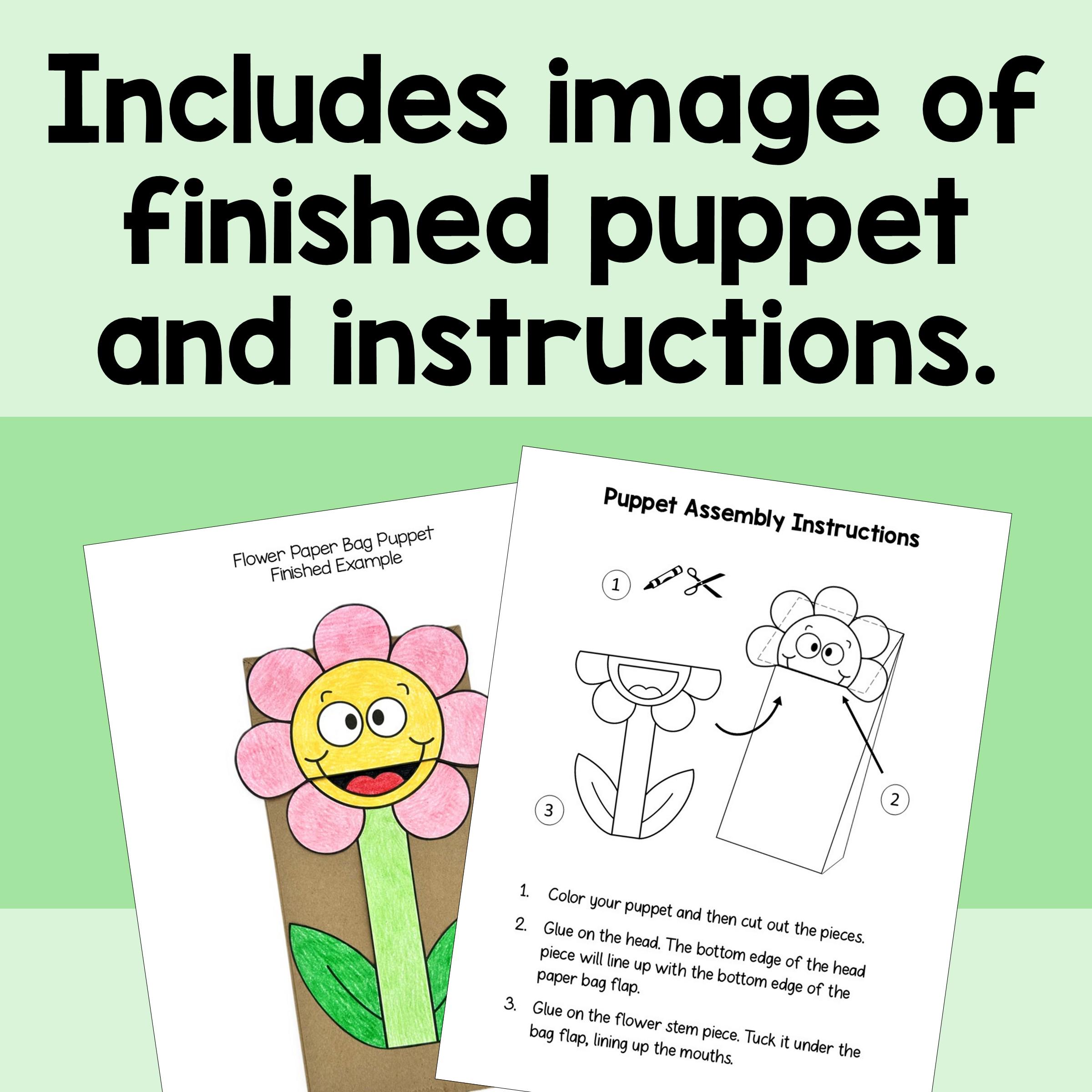 Spring Puppet Activity Flower Paper Bag Puppet Kids Craft Activity for Spring or Summer - Etsy