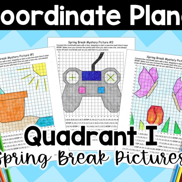 Spring Break Coordinate Plane Math Mystery Graphing Pictures in Quadrant I