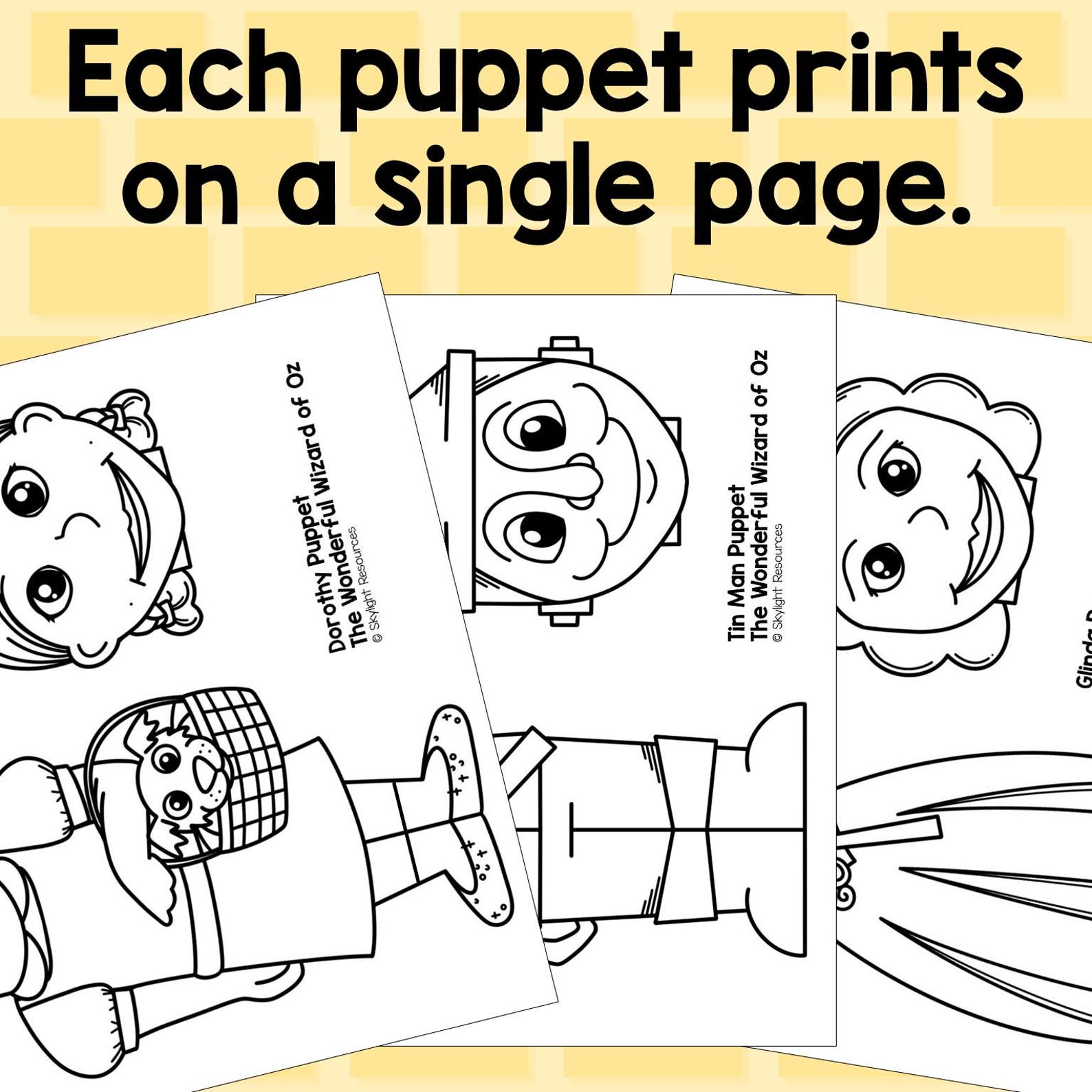 Wizard of Oz Paper Bag Puppets, Fun Craft Activity With Wicked Witch ...