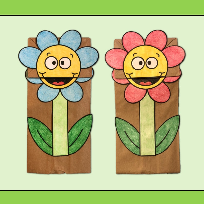 Flower Paper Bag Puppet Kids Craft Activity for Spring or Summer - Etsy