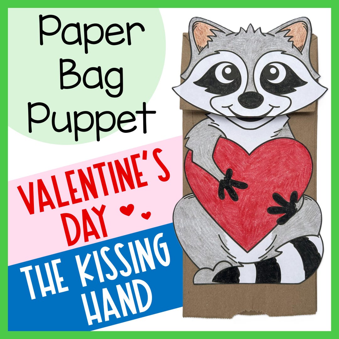 Raccoon Paper Bag Puppet Craft Activity for Valentine's Day or the ...