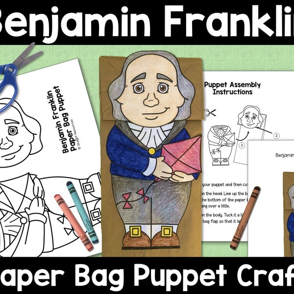 Benjamin Franklin History Craft | Paper Bag Puppet Kids' Activity