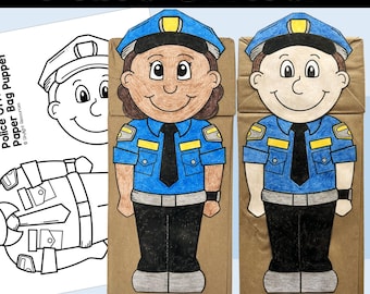 Polizist Papiertüte Puppen, lustige Gemeinschaftshelfer Bastelaktivität für Kinder