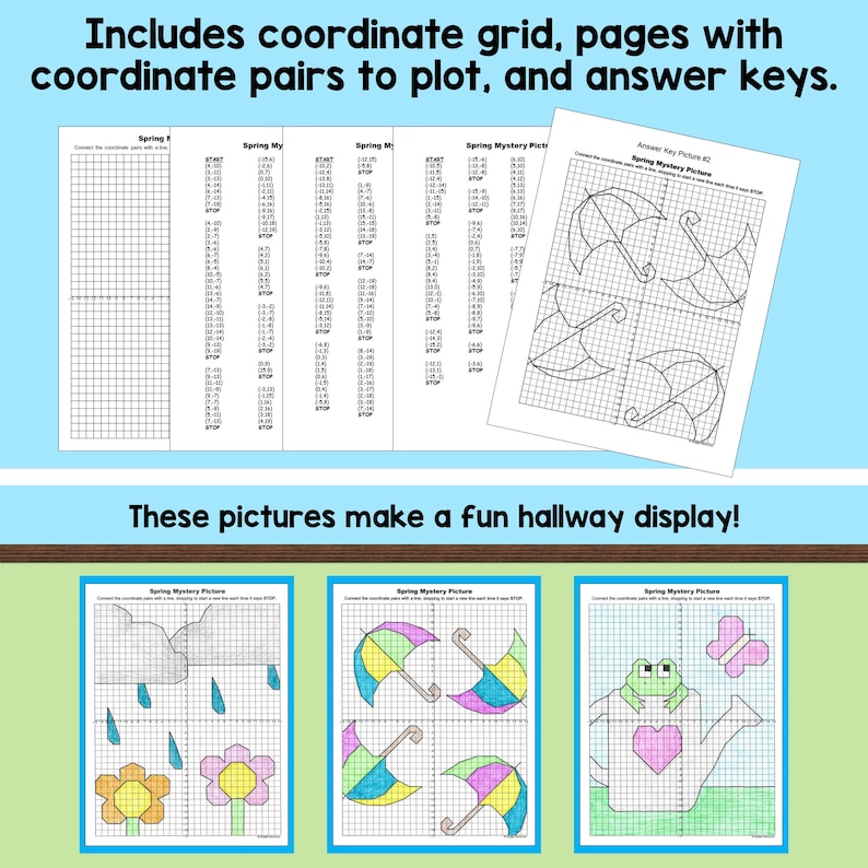 Spring Coordinate Plane Graphing Pictures Four Quadrant Math Activity ...