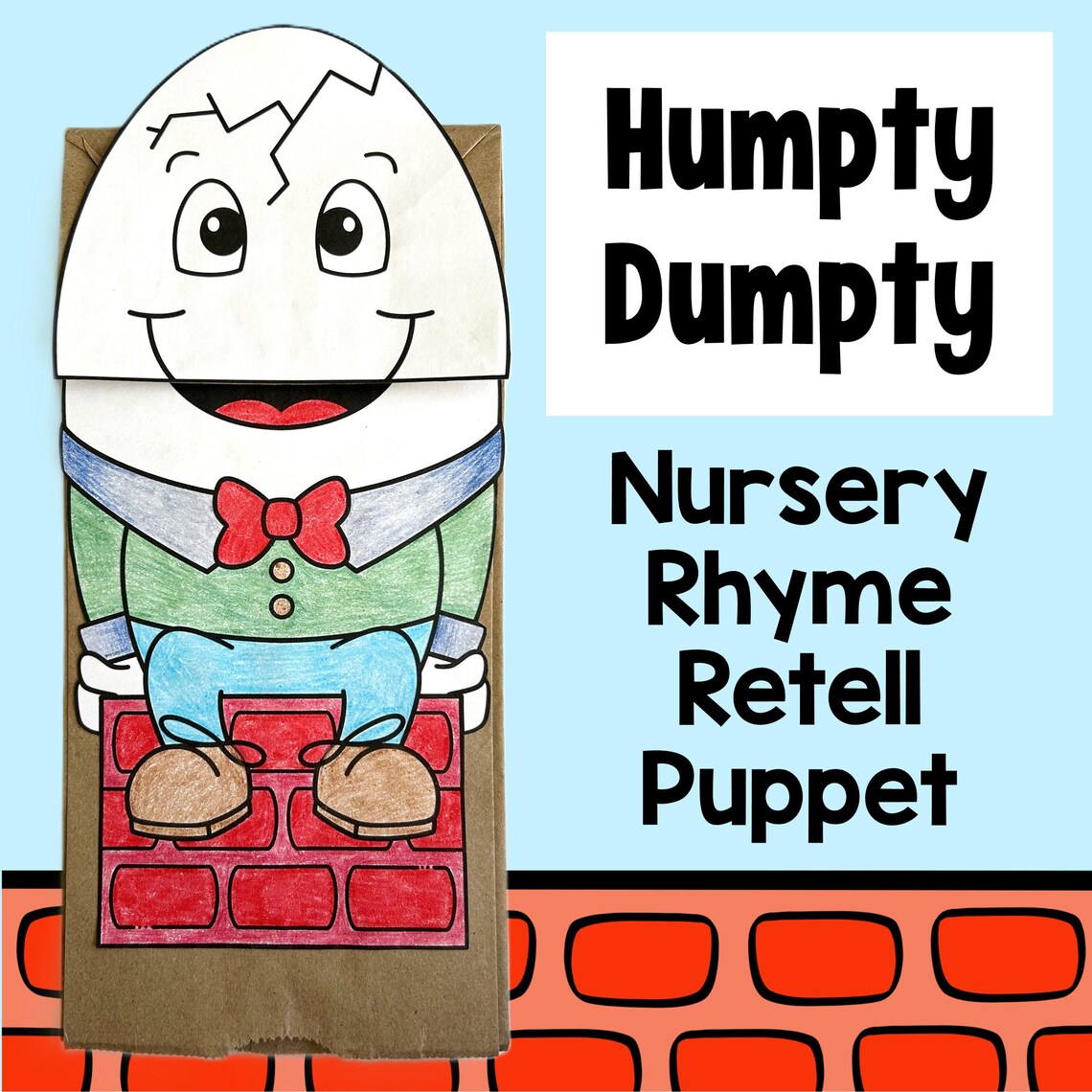 Humpty Dumpty Nursery Rhyme Paper Bag Puppet Classroom Craft Activity ...
