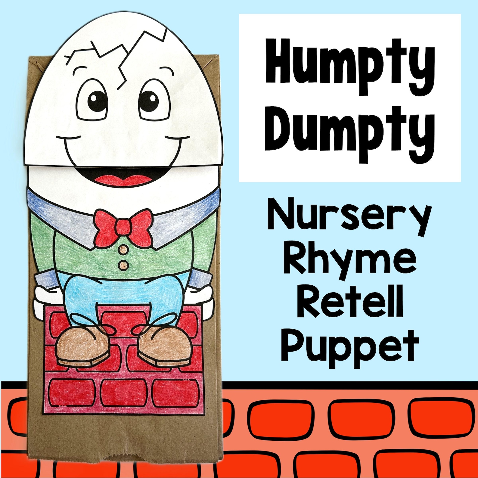 Humpty Dumpty Nursery Rhyme Paper Bag Puppet Classroom Craft Activity ...