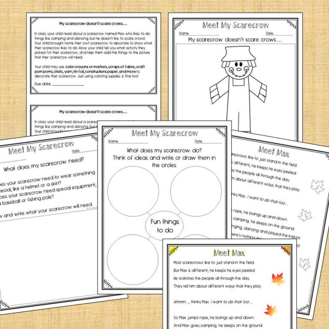 Meet My Scarecrow FALL Reading, Writing, Drawing and Craft Activity for ...