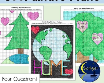 Earth Day Coordinate Plane Mystery Graphing Pictures 4-Quadrant Classroom Activity