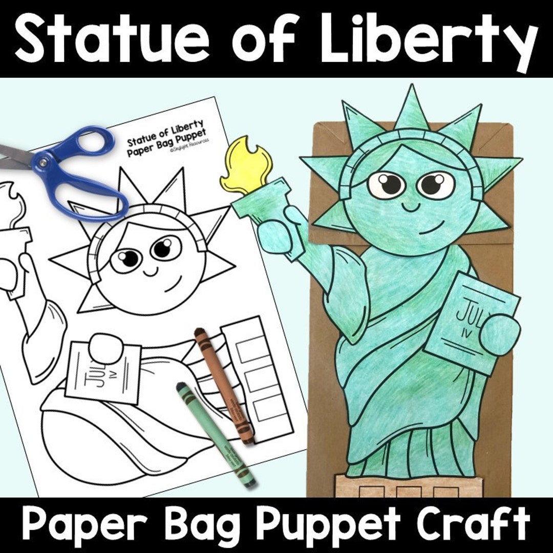 Statue of Liberty Paper Bag Puppet Craft Activity for Kids Etsy