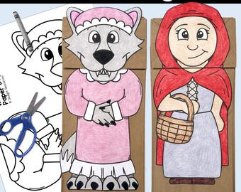 Rotkäppchen Papiertüte Puppen, Geschichte vorlesen Nacherzählen Handwerk Aktivität