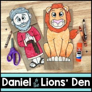 Daniel et la fosse aux lions, marionnettes dans un sac en papier, leçon biblique, activité manuelle pour enfants