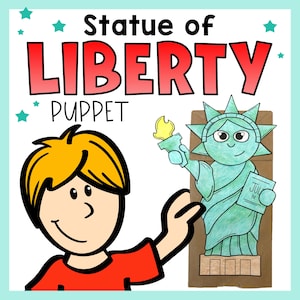 Statue of Liberty Paper Bag Puppet Craft Activity for Kids