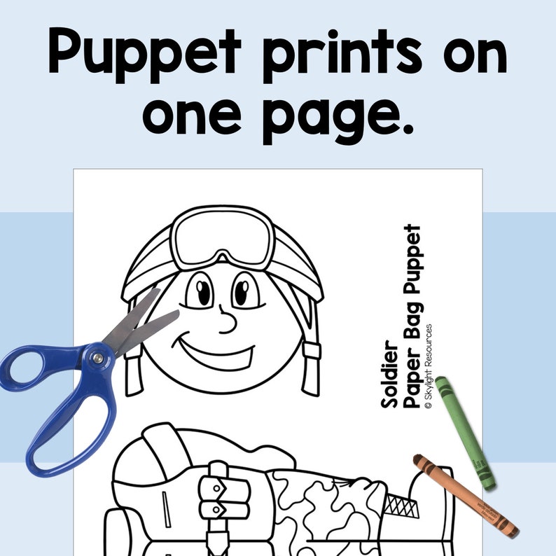 Soldier Paper Bag Puppet | Patriotic or Community Helper Craft Activity ...