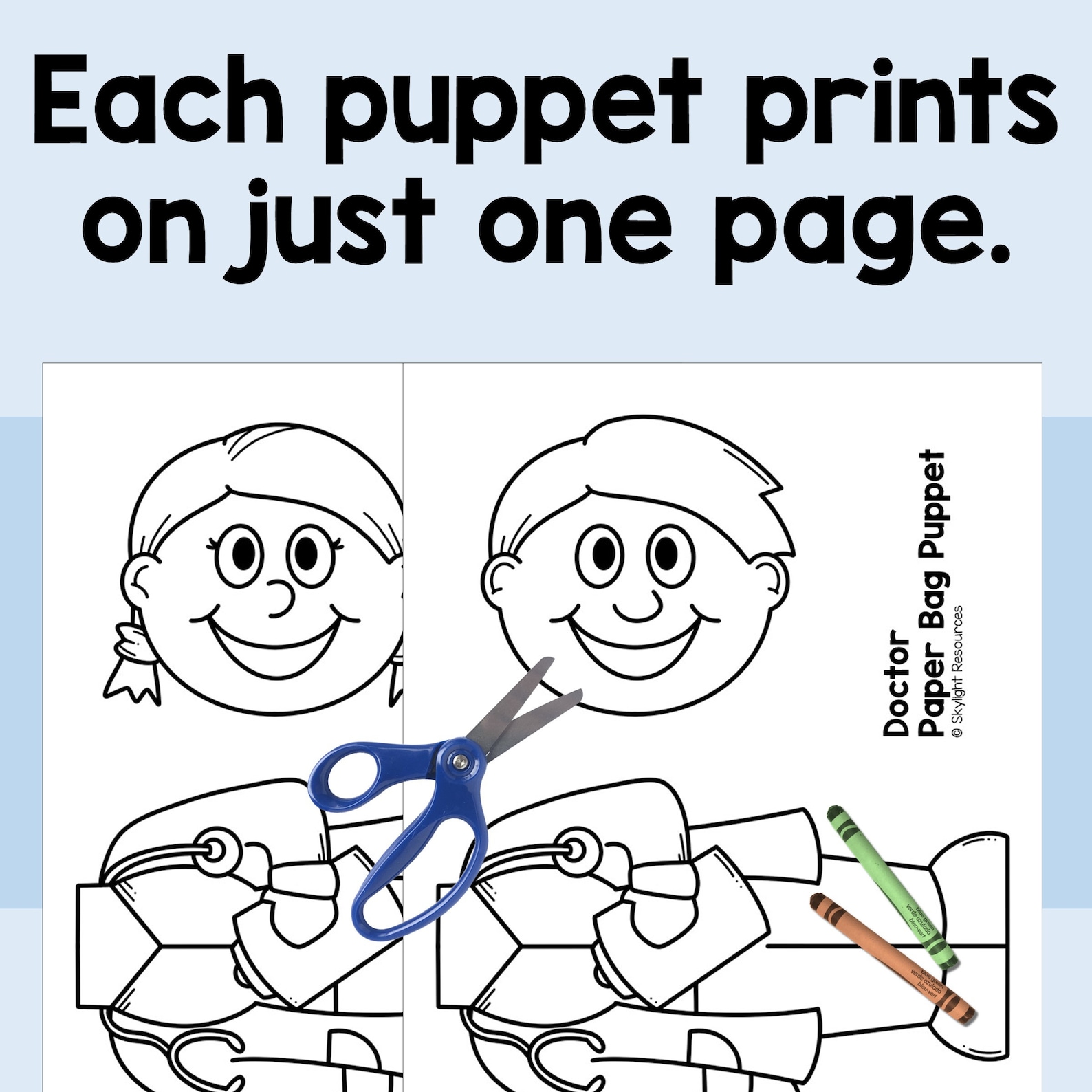 Doctor Paper Bag Puppet | Fun Community Helper Craft Activity for Kids ...