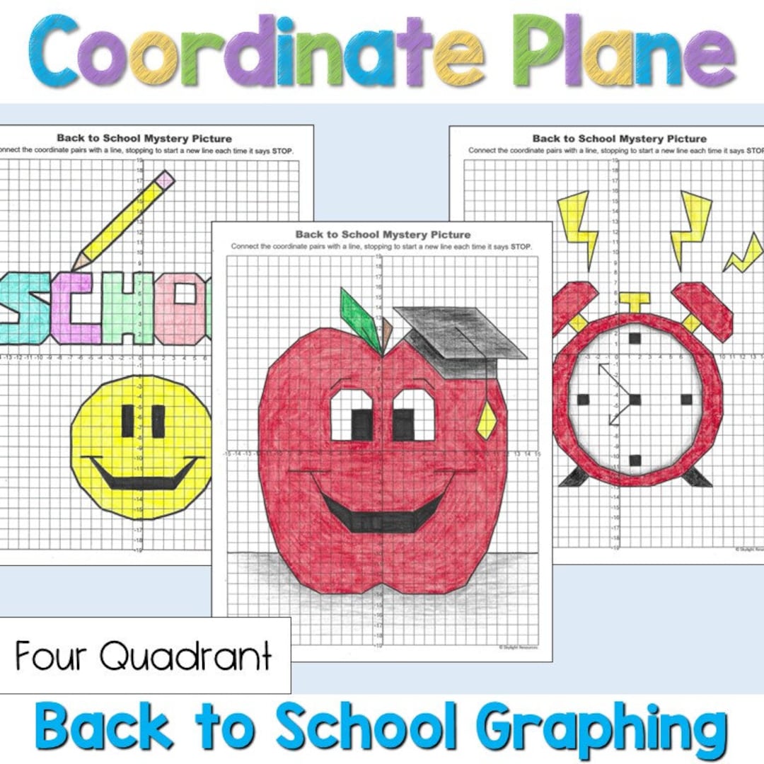 Back to School Coordinate Plane Math Mystery Graphing Pictures Four ...