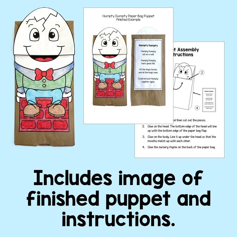 Humpty Dumpty Nursery Rhyme Paper Bag Puppet Classroom Craft Activity ...