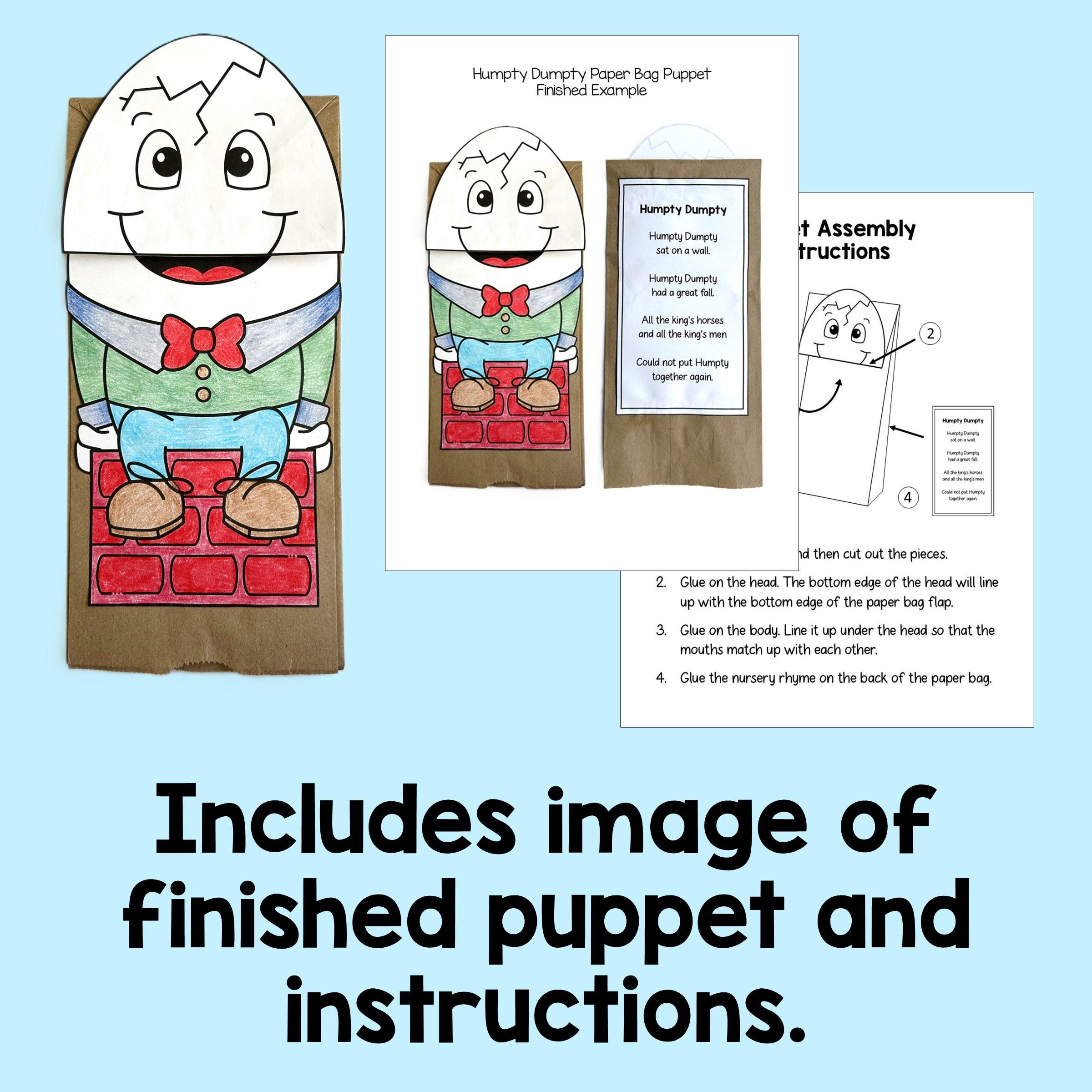 Humpty Dumpty Nursery Rhyme Paper Bag Puppet Classroom Craft Activity ...