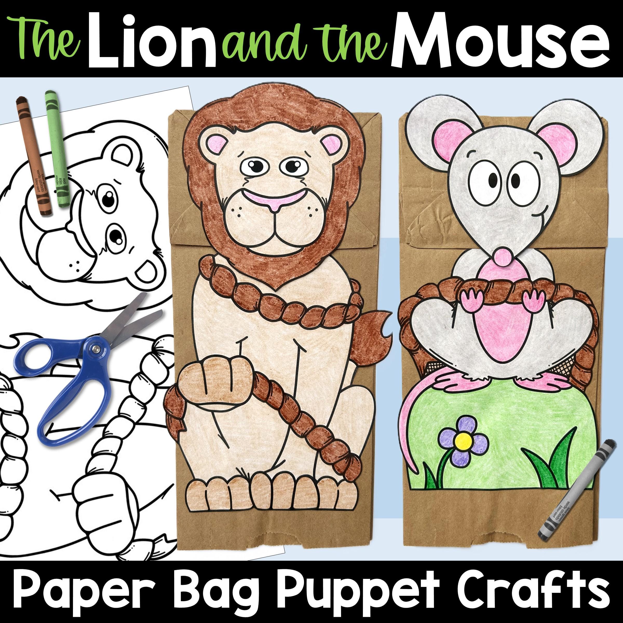 Aesop's Fables the Lion and the Mouse Paper Bag Puppets Fun Craft