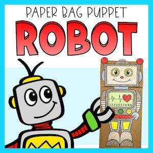 Marionetas de robot con bolsa de papel: actividad divertida para niños