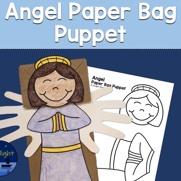 Angel Paper Bag Puppet | Christmas Angel Craft Activity with Hand Wings | Christian Craft