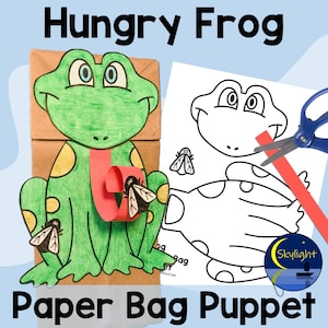 Marionnette en sac en papier grenouille affamée | Activité printanière amusante pour les enfants en classe ou à la maison