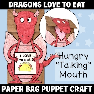 I draghi amano mangiare / Burattino di carta per bambini / Aula o casa