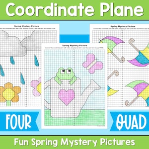 Imágenes gráficas del plano de coordenadas de primavera Actividad matemática de cuatro cuadrantes
