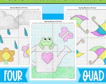 Spring Coordinate Plane Graphing Pictures Four Quadrant Math Activity