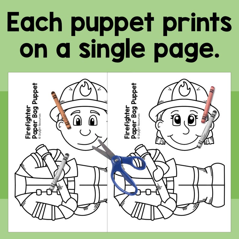 Marionetas de bombero hechas con bolsas de papel / Manualidades divertidas para ayudar a la comunidad para niños imagen 2