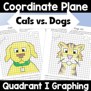 Coordinate Plane Mystery Pictures Quadrant I Cats vs. Dogs Math Graphing Fun 5th Grade