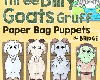 Three Billy Goats Gruff Paper Bag Puppets Story Retell Craft Activity