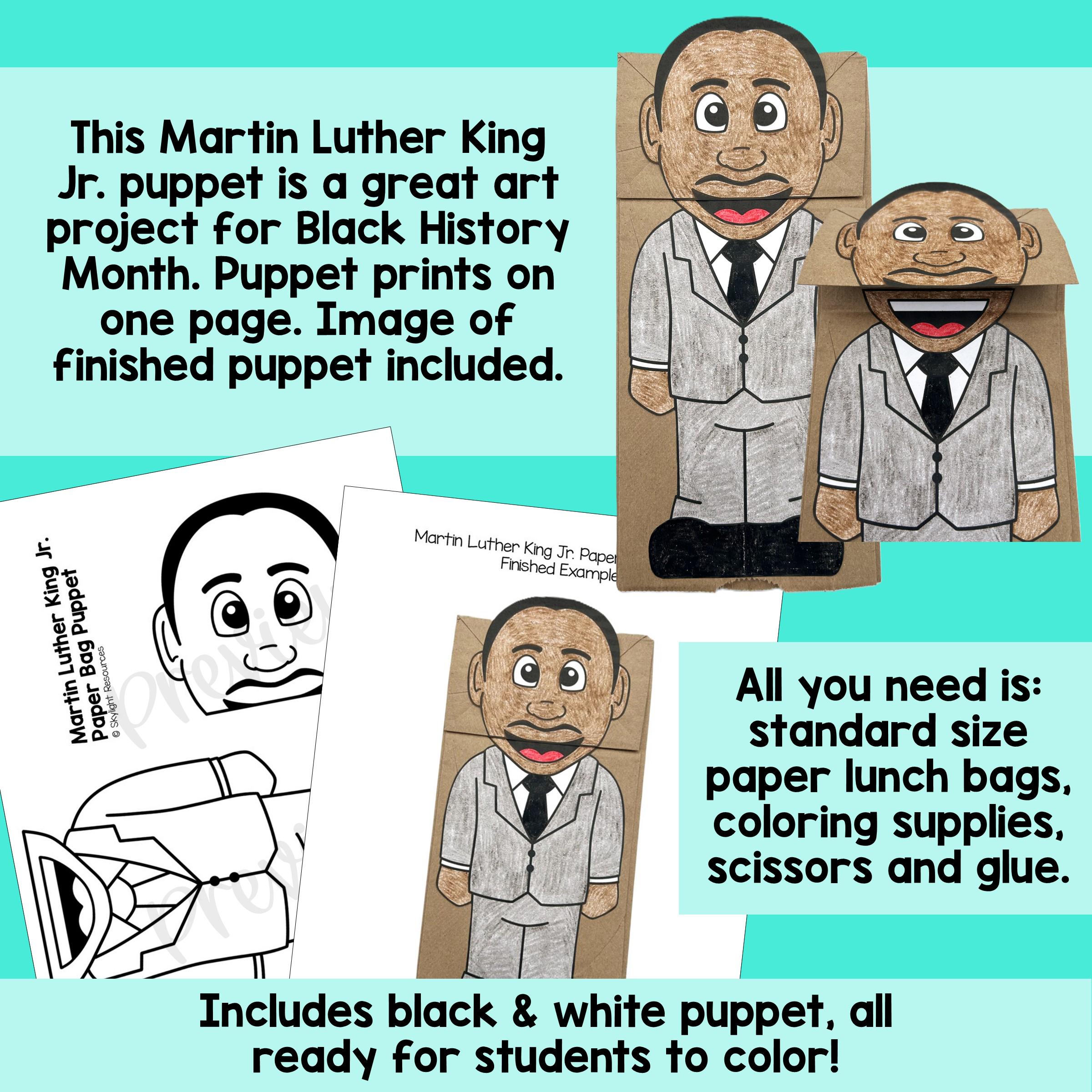 Martin Luther King Jr. Paper Bag Puppet | Black History Month Craft ...