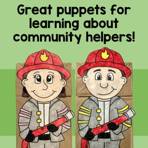 Marionetas de bombero hechas con bolsas de papel / Manualidades divertidas para ayudar a la comunidad para niños imagen 4