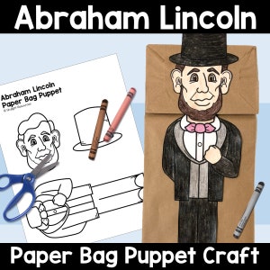 Attività artigianale per bambini con burattini in carta per il giorno del presidente Abraham Lincoln