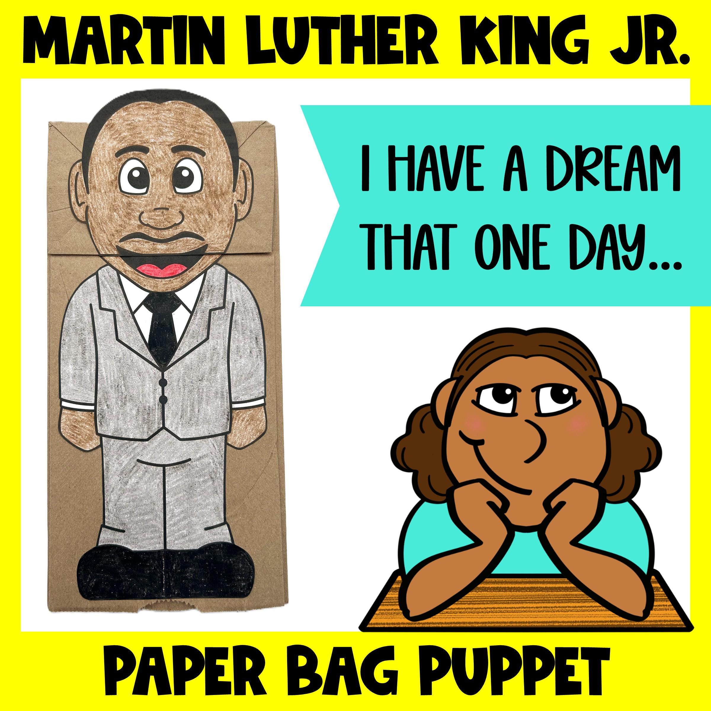Martin Luther King Jr. Paper Bag Puppet | Black History Month Craft ...