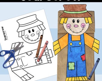 Scarecrow Paper Bag Puppet | Kids Fall Craft Activity for School or Home