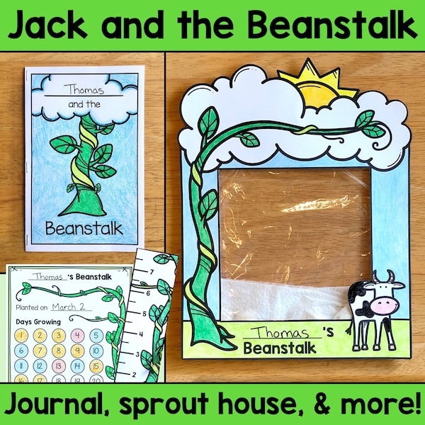 Jack and the Beanstalk Bean Growing Sprout House and Journal Activities for Classroom or Home