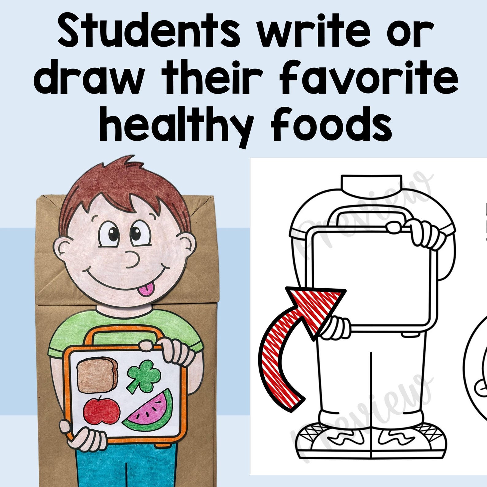 Healthy Eating Fun Paper Bag Puppet | Healthy Food Choices Craft ...