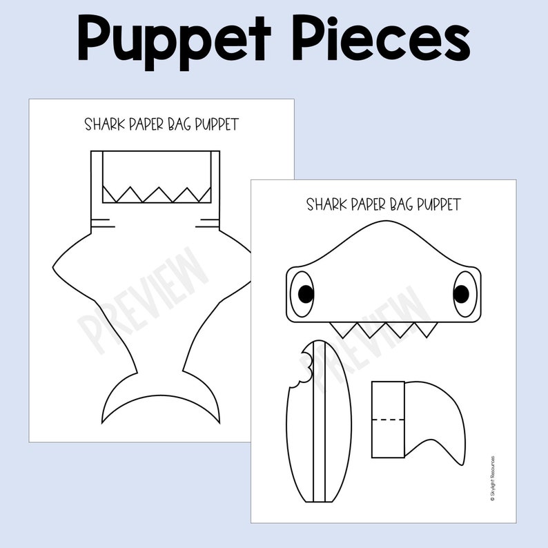 Summer Shark Paper Bag Puppet Kids Craft Activity - Etsy