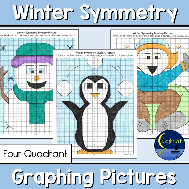 Winter Coordinate Plane Graphing Pictures Four Quadrant Symmetry Math ...