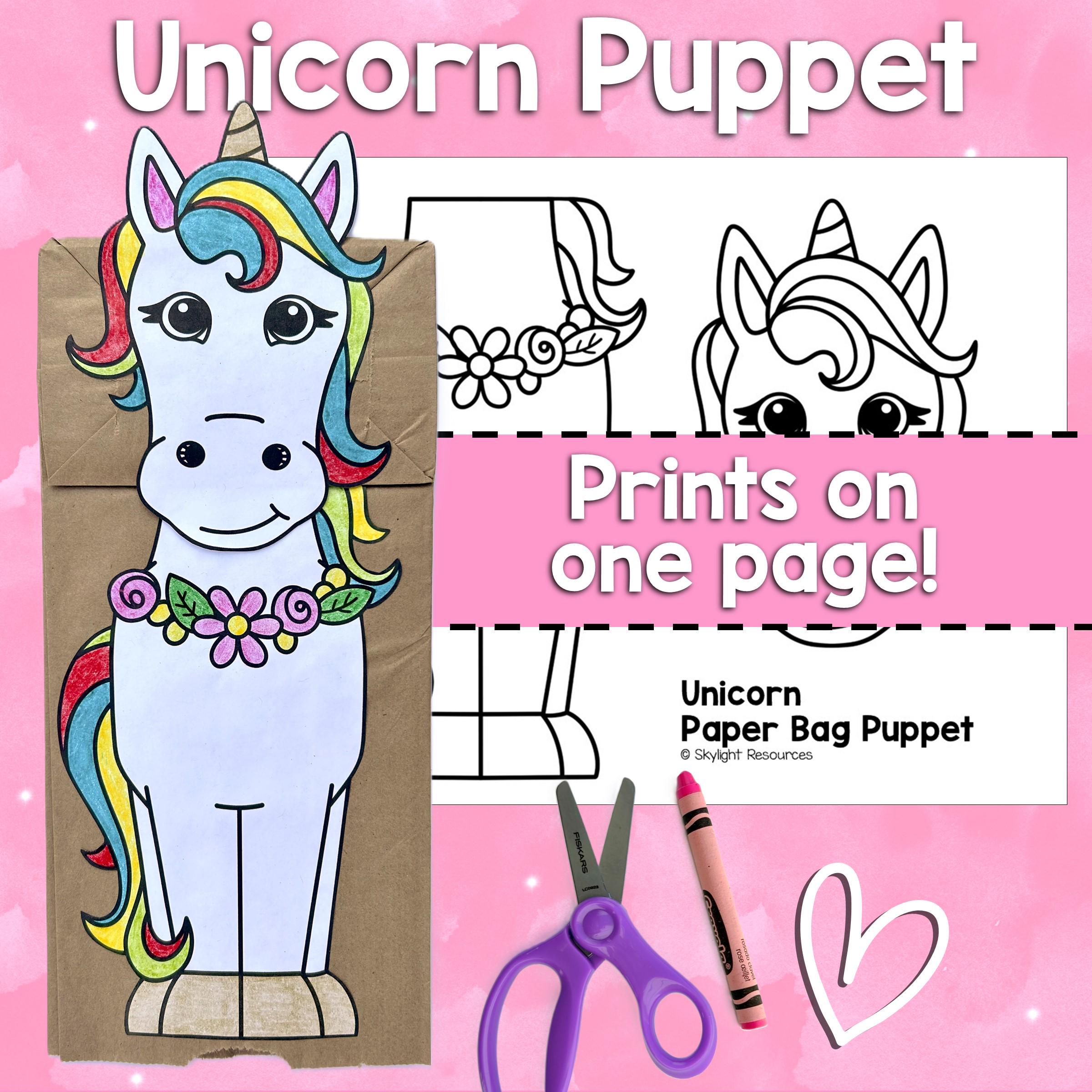 Unicorn Paper Bag Puppet Fun Craft Activity for Kids - Etsy