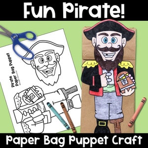 Marionnette en sac en papier | Activité artisanale amusante de pirate pour les enfants | Pour la classe ou la maison