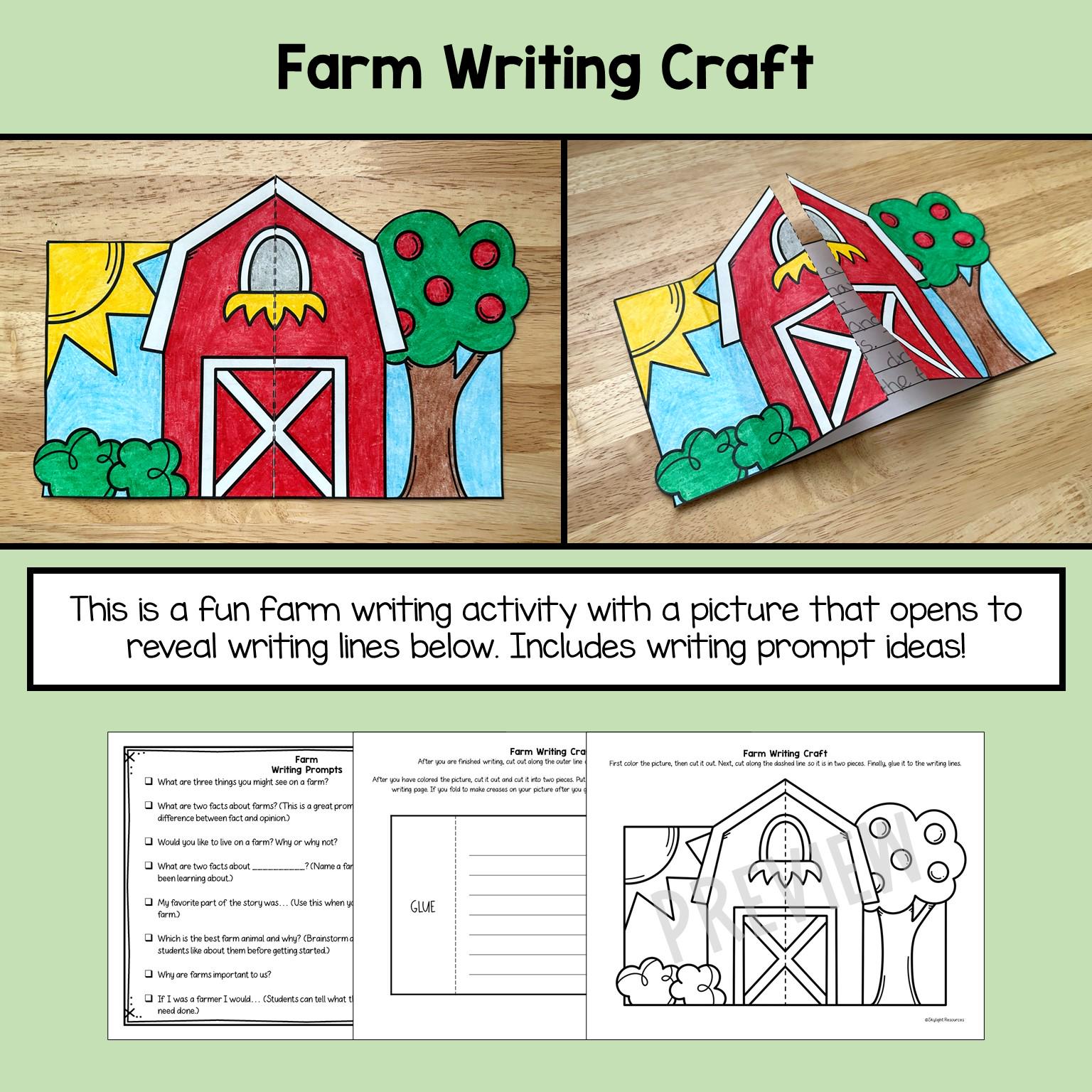 Farm Crafts | Paper Bag Puppets and Barn Writing Craft Activity for ...