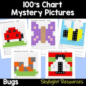 Bugs 100&#39;s Chart Mystery Pictures Number Practice