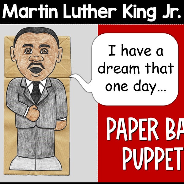 Martin Luther King Jr. Paper Bag Puppet | Black History Month Craft Activity