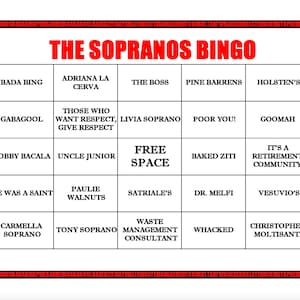 The Sopranos Personalized Bingo, Printable Sopranos Custom Bar/Party Bingo Game PDF
