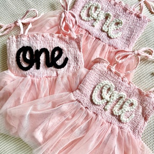 Hand Embroidered Baby Romper | First Birthday Outfit | Embroidered Name Dress | Custom Baby Tutu | First Birthday Romper | Cake Smash Dress