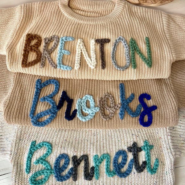 Custom Hand Embroidered Toddler and Baby Name Sweater | Oversized Kids Sweater | Embroidered Name Sweater | Personalized Baby Name Sweater