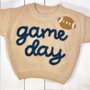 Custom Embroidered Baby Sweater: Game Day Outfit, Chunky Knit