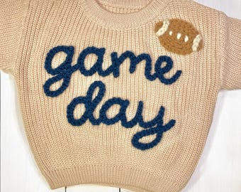Custom Embroidered Baby Sweater: Game Day Outfit | Football Sweater for Baby | Personalized Baby Name Sweater | Sports Baby Sweater | Unique